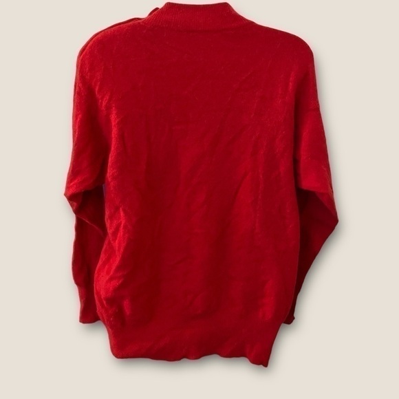 Vintage 70s 80s Dolores Mockneck Side Button Sweater Red - Picture 2 of 7
